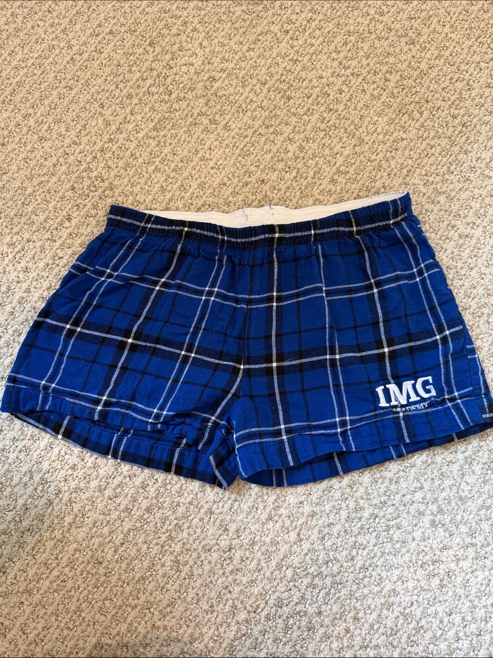 Blue Plaid IMG Academy Women’s Lounge Shorts
